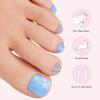 imageDashing Diva Glaze Pedicure Nail Strip Set  Blueberry Bliss  Long Lasting Chip Resistant SemiCured Gel Nail Strips  Summer Gel Set  4Piece Pedicure Kit with 32 StripsBlueberry Bliss