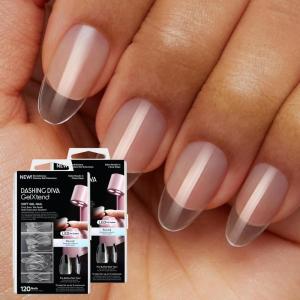 imageDashing Diva GelXtend Nail Tips 2 Pack  Clear Medium Length Round  Acrylic Nails with LED Glue  Lasts Up to 14 Days  False Nails  NoSoak Easy RemovalMedium Round