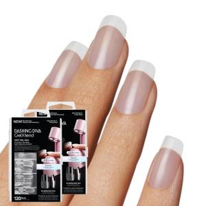 imageDashing Diva GelXtend Nail Tips 2 Pack  Clear Medium Length Round  Acrylic Nails with LED Glue  Lasts Up to 14 Days  False Nails  NoSoak Easy RemovalMedium Square