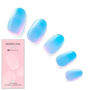 imageDashing Diva Glaze Nail Strip Set  Cherry Vanilla  Long Lasting Chip Resistant SemiCured Gel Nail Strips  Summer Gel Set  4Piece Manicure Kit with 32 StripsBlue Spirulina