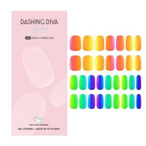 imageDashing Diva Glaze Nail Strip Set  Cherry Vanilla  Long Lasting Chip Resistant SemiCured Gel Nail Strips  Summer Gel Set  4Piece Manicure Kit with 32 StripsRainbow Pop