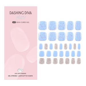 imageDashing Diva Glaze Pedicure Nail Strip Set  Blueberry Bliss  Long Lasting Chip Resistant SemiCured Gel Nail Strips  Summer Gel Set  4Piece Pedicure Kit with 32 StripsBlueberry Bliss