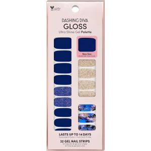 imageDashing Diva Gloss Nail Strips  Blue Vixon  UV Free Chip Resistant Long Lasting Gel Nail Stickers  Contains 32 Nail Wraps 1 Prep Pad 1 Nail File