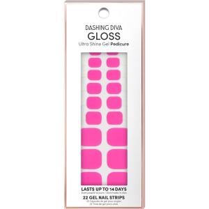imageDashing Diva Gloss Pedicure  Shocking Pink UV Free Chip Resistant Long Lasting Gel Pedicure Strips  22 Nail Wraps 1 Prep Pad 1 Nail File