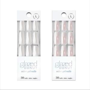 imageDashing Diva Nailbliss Glazed Donut Gel Manicure Bundle  Vanilla Glaze ampamp French Glaze  Salon Quality Easy to Apply and Chip Resistant  Contains 2 Sets of 30 Long Length Square ShapedVanilla Glaze  French Glaze