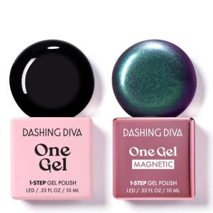 imageDashing Diva One Gel Color ampamp Magnetic Duo  Midnight  Real Black ampamp Rogue Magnetic Gel  3in1 Base Coat Nail Color ampamp Top Coat  Gel Nail Polish SetMidnight