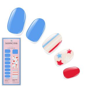 imageDashing Diva Patriotic Gloss Nail Strips  Blue Jean Baby  UV Free Chip Resistant Long Lasting Gel Nail Stickers  3Piece Manicure Set  Contains 32 Wraps 1 Prep Pad 1 FileBlue Jean Baby