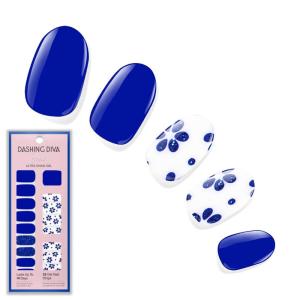 imageDashing Diva Patriotic Gloss Nail Strips  Blue Jean Baby  UV Free Chip Resistant Long Lasting Gel Nail Stickers  3Piece Manicure Set  Contains 32 Wraps 1 Prep Pad 1 FileFlor Azul
