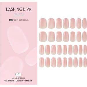 imageDashing Diva Glaze Effects Nail Strip Set  Hes Cuter in Person  Long Lasting Chip Resistant SemiCured Gel Nail Strips  4Piece Manicure Set with 32 StripsBallerina Blush
