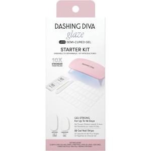 imageDashing Diva Glaze Nail Starter Kit  Hot Tamale  Long Lasting Chip Resistant SemiCured Gel Nail Strips  7Piece Manicure Set with 32 Strips and Mini LED LampDaikon