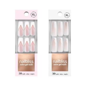 imageDashing Diva Nailbliss Gel Manicure Bundle  Sweet Dreams Collection  Salon Quality Easy to Apply and Chip Resistant  Contains 2 Sets of 30 ExtraLong Length Square Shaped Glue On Gel NailsFrench Royale  Double Trouble