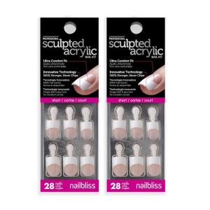 imageDashing Diva Sculpted Acrylic French Tip Manicure Bundle  Classic Nude Medium Square  Salon Quality Easy to Apply LongLasting PressOn Nails  Contains 2 Sets of 28 Glue On NailsShort Square