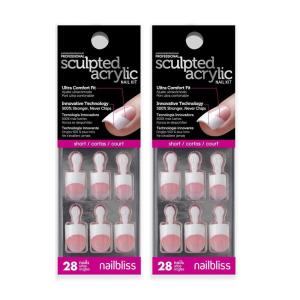 imageDashing Diva Sculpted Acrylic French Tip Manicure Bundle  Classic Nude Medium Square  Salon Quality Easy to Apply LongLasting PressOn Nails  Contains 2 Sets of 28 Glue On NailsPink French Tip