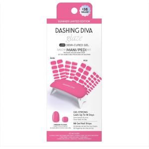 imageDashing Diva Glaze Mani Pedi Kit  The Eye Candy Glaze  Comes with LED Nail Lamp  Long Lasting Semicured Gel Nail Strips for Toes ampamp HandsNeon Pink