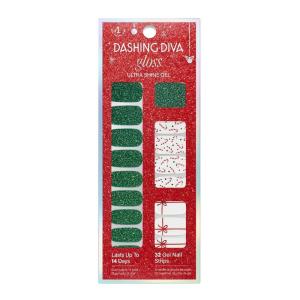 imageDashing Diva Gloss Nail Strips  Gingerbread Gentleman  UV Free Chip Resistant Long Lasting Gel Nail Stickers  3Piece Holiday Manicure Set  Contains 32 Wraps 1 Prep Pad 1 FileBig Red Bow