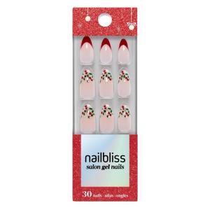 imageDashing Diva Holiday Nailbliss Gel Manicure Set  Holly Dolly  Salon Quality Easy to Apply and Chip Resistant  Contains 30 Medium Length Almond Shaped Glue On Gel NailsMistletoe Mischief