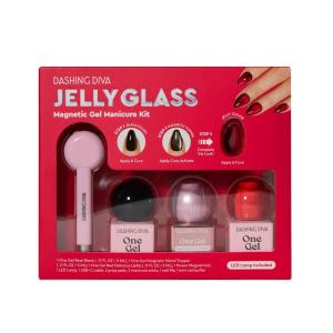 imageDashing Diva Holiday One Gel Magnetic Manicure Kit  Real Black Red Delicious ampamp Metal Topper  3in1 Base Coat Nail Color ampamp Top Coat  Magnetic Polish  10Piece Manicure Set with LED Gel Lamp