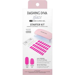 imageDashing Diva Glaze Nail Starter Kit  Pale Blush  Long Lasting Chip Resistant SemiCured Gel Nail Strips  7Piece Manicure Set with 32 Strips and Mini LED LampMagenta Madness