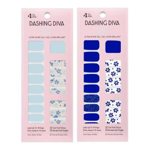 image:imageDashing Diva Gloss Nail Strips Bundle  The Fruit Punch Collection  Cha Cha Cherry amp Cuter at the Cape  UV Free Chip Resistant Long Lasting Gel Stickers  Contains 2 SetsThe Blue Blossom Collection