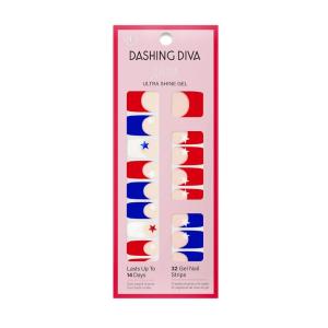 image:imageDashing Diva Patriotic Gloss Nail Strips  Back to the USA  UV Free Chip Resistant Long Lasting Gel Stickers  Contains 32 Wraps 1 Prep Pad 1 FileAll American