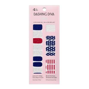 image:imageDashing Diva Patriotic Gloss Nail Strips  Back to the USA  UV Free Chip Resistant Long Lasting Gel Stickers  Contains 32 Wraps 1 Prep Pad 1 FileSalute